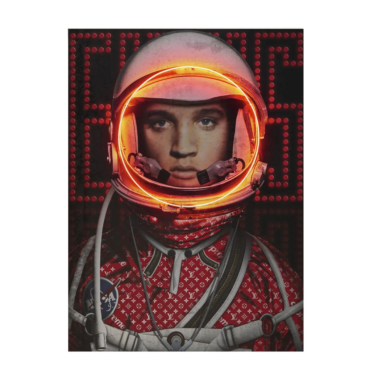 Space Man Elvis Neon Artwork - Red, Aluminium product