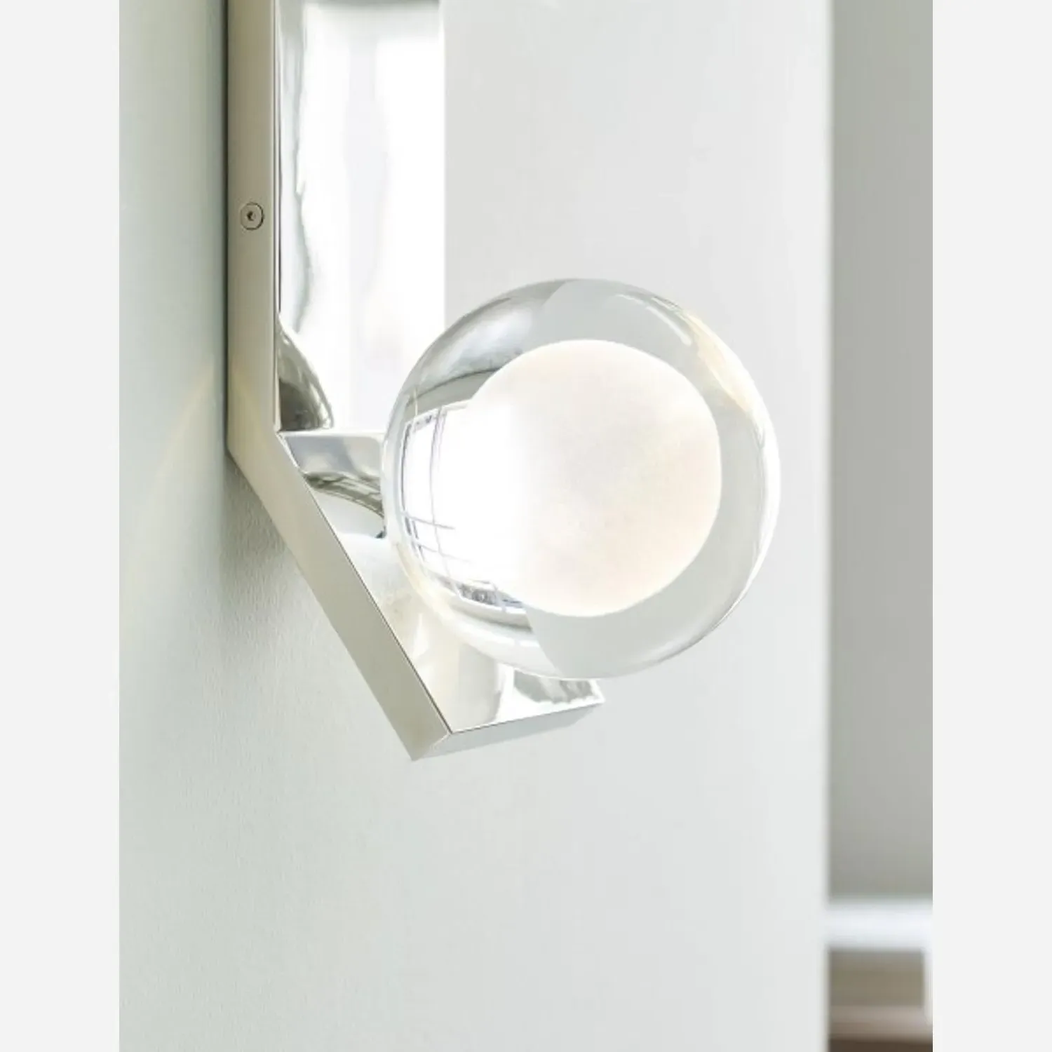 Sphere Wall Light with Crystal - Polished Nickel alternate view