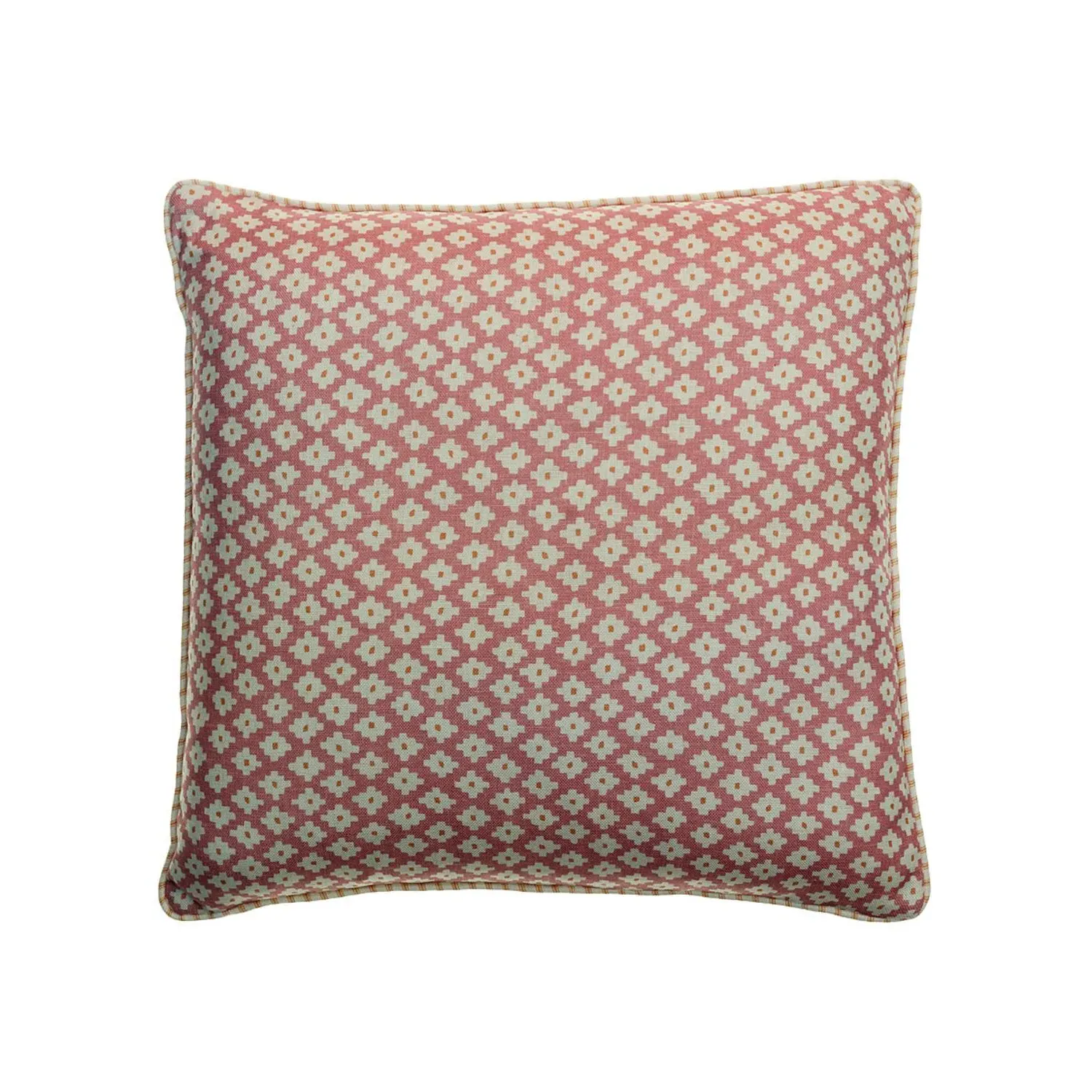 Square Cushion Geometric Pattern - Pink, Linen product