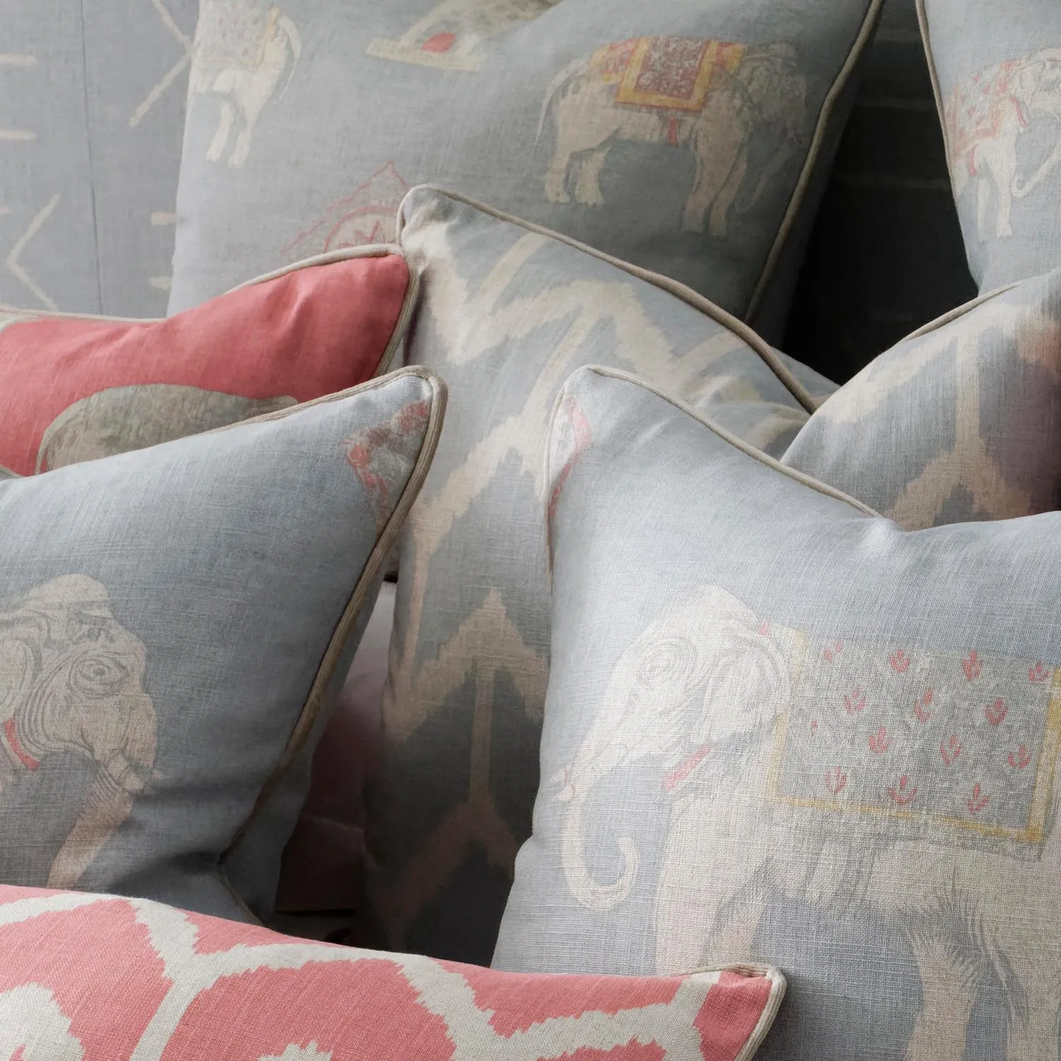 Square Cushion with Feather Fill - Powder, Linen alternate view