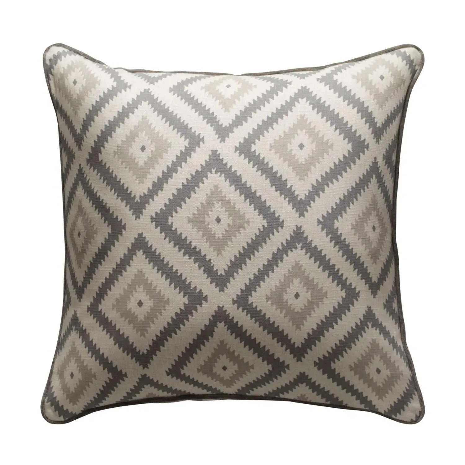 Glacier Storm Square Cushion with Contrast Piping - Grey, Velvet product