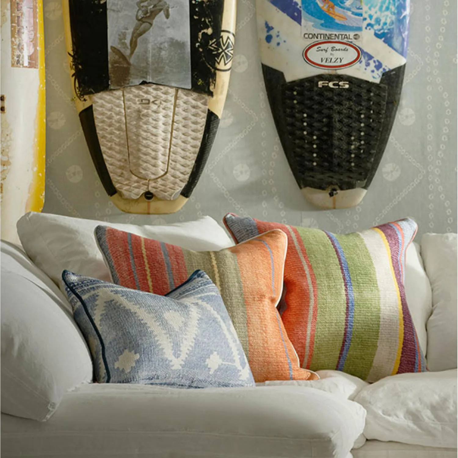 Square Cushion with Piping - Multi, Linen Blend alternate view