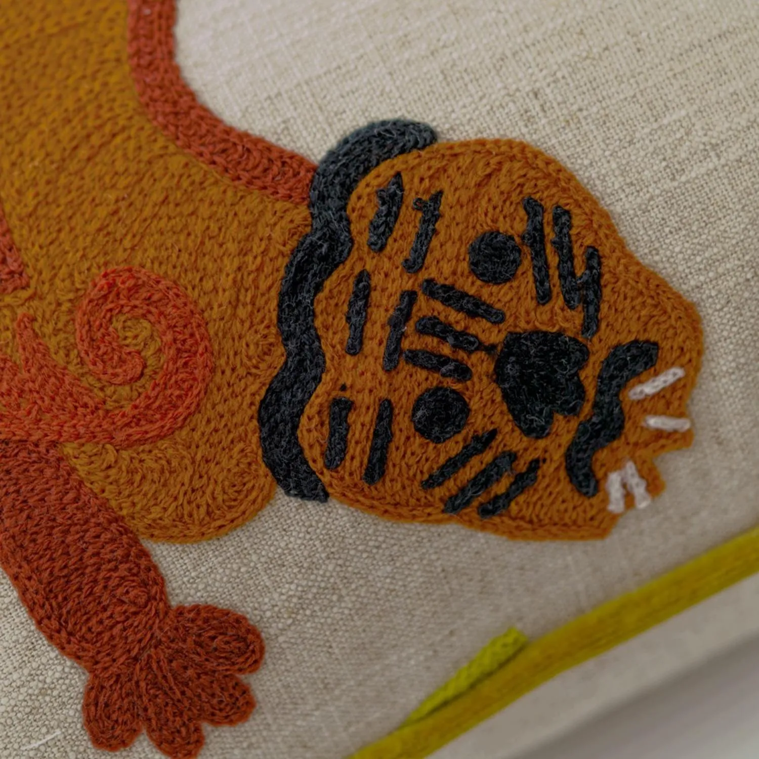 Tiger Tree Cushion - Multi, Cotton & Linen Blend alternate view