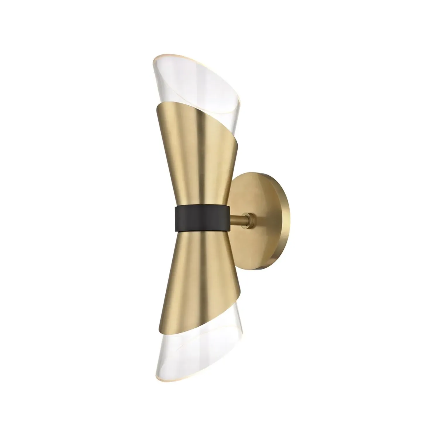 Curved Wall Light with Glass Shade - Brass product