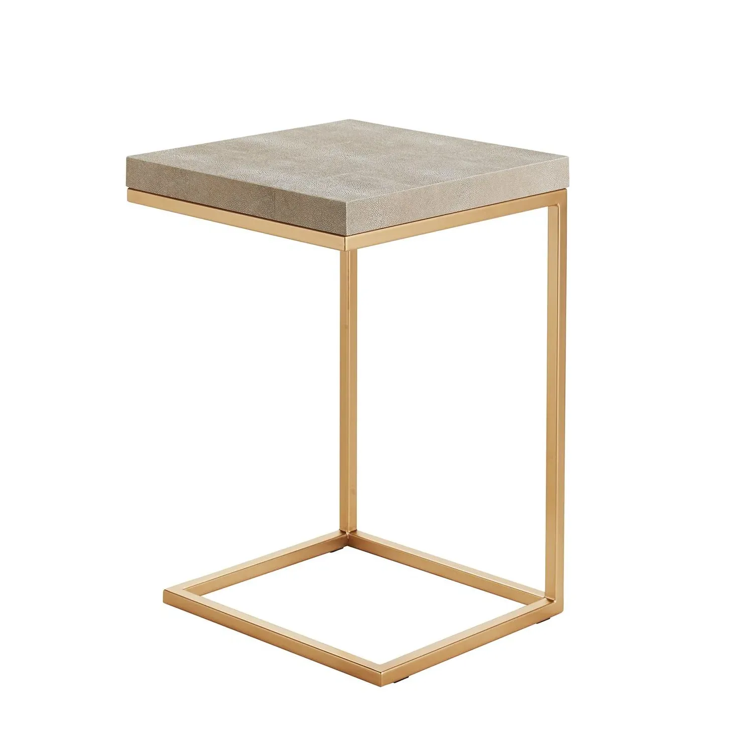 Side Table with Metallic Legs - Cream, Shagreen alternate view