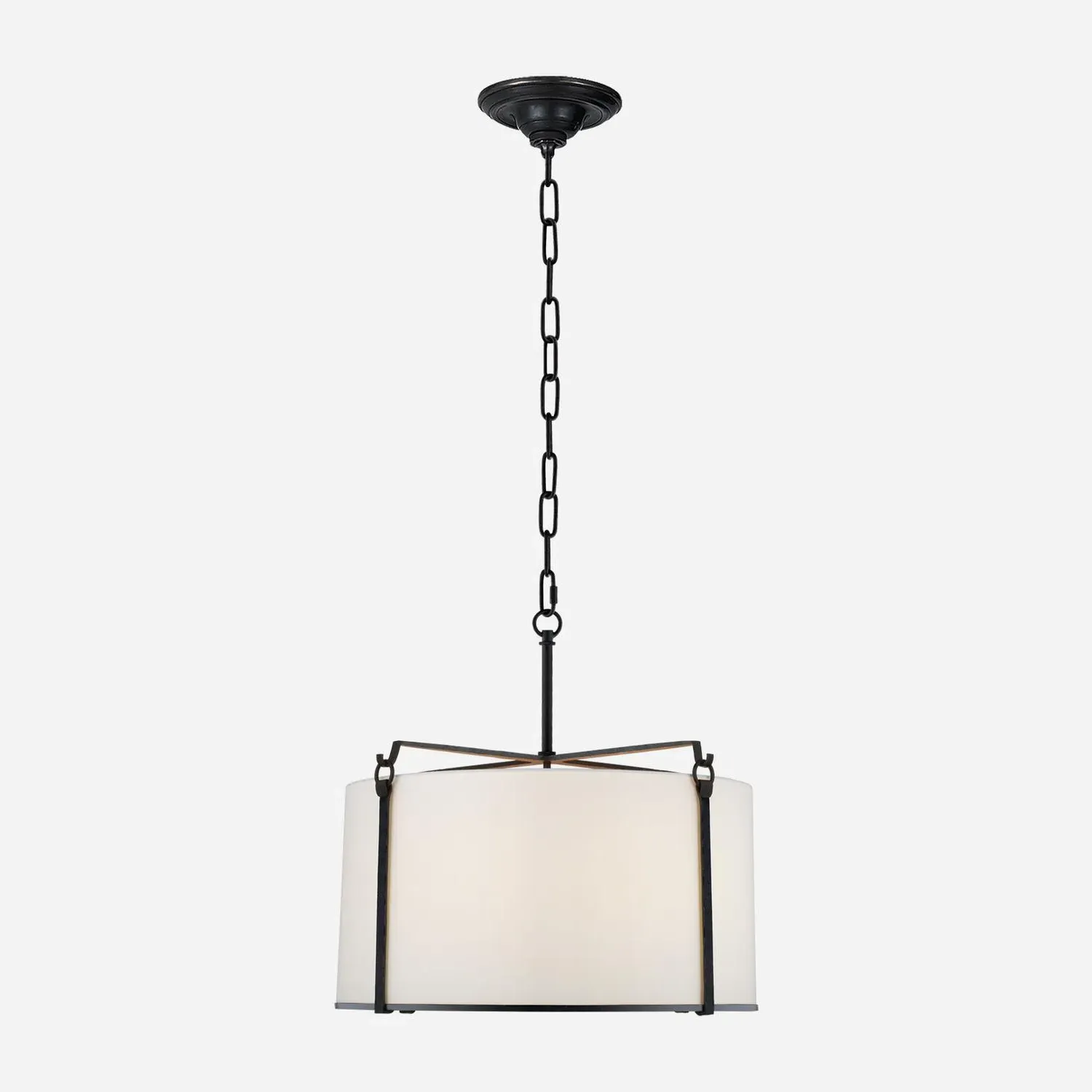 Large Pendant Light with Paper Shade - Black, Metal product
