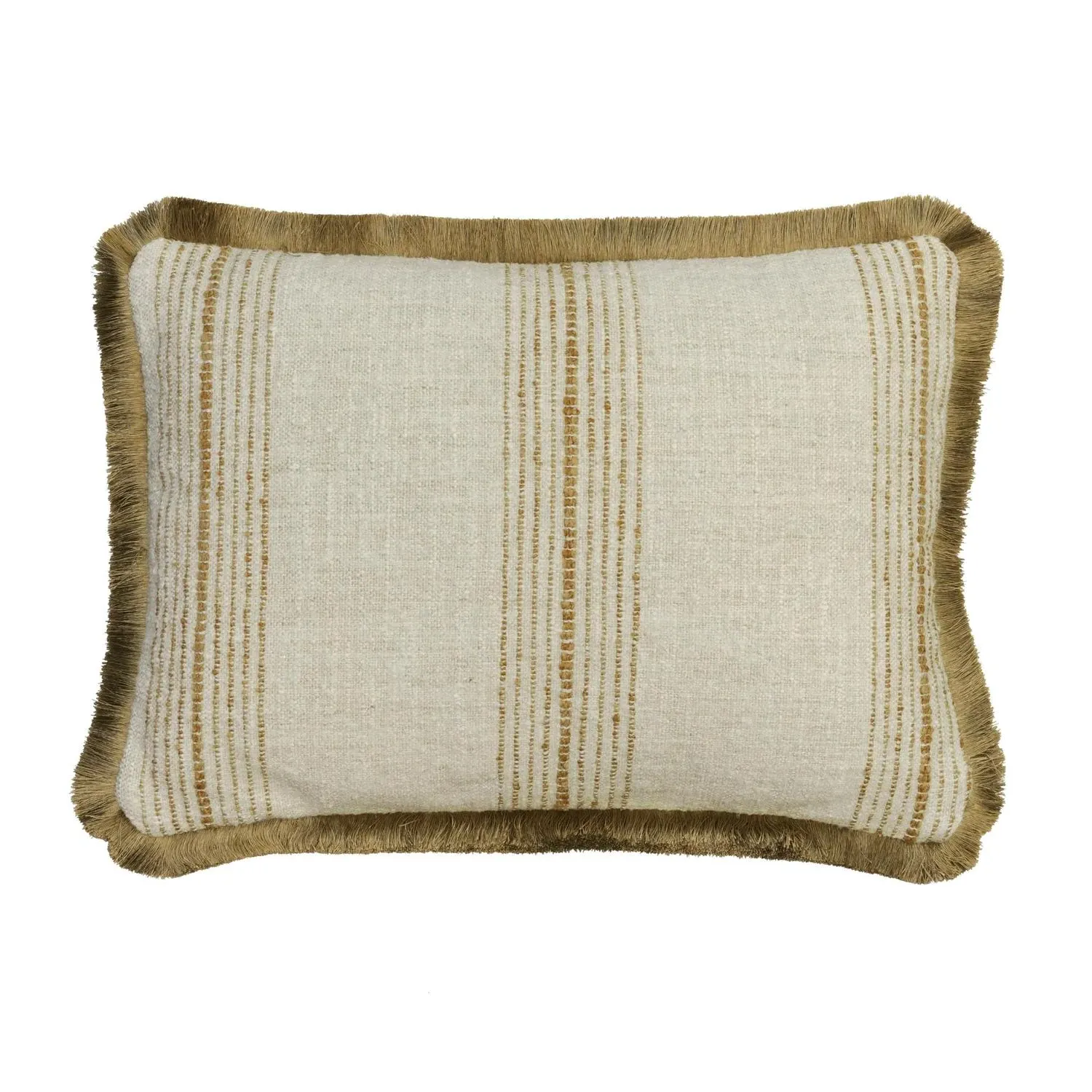 Striped Cushion with Trim - Ochre, Linen product