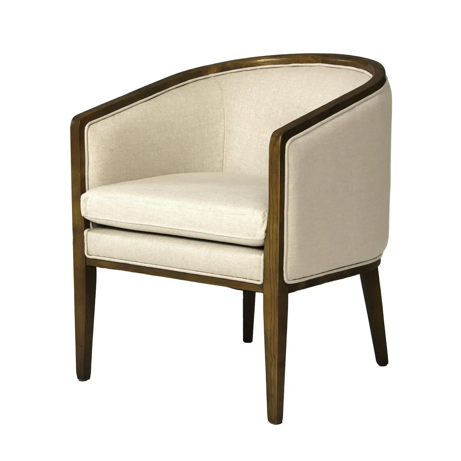 Mid-Century Armchair with Wood Frame - Light Neutral, Linen product