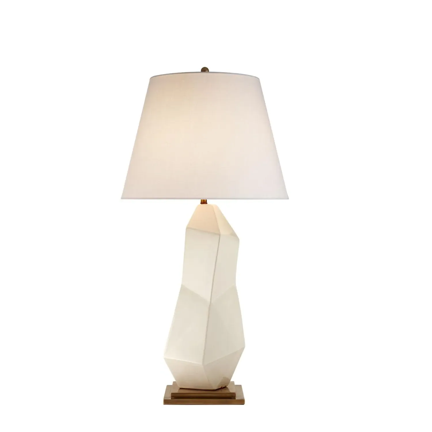 Cubist Table Lamp with Brass Accents - White product