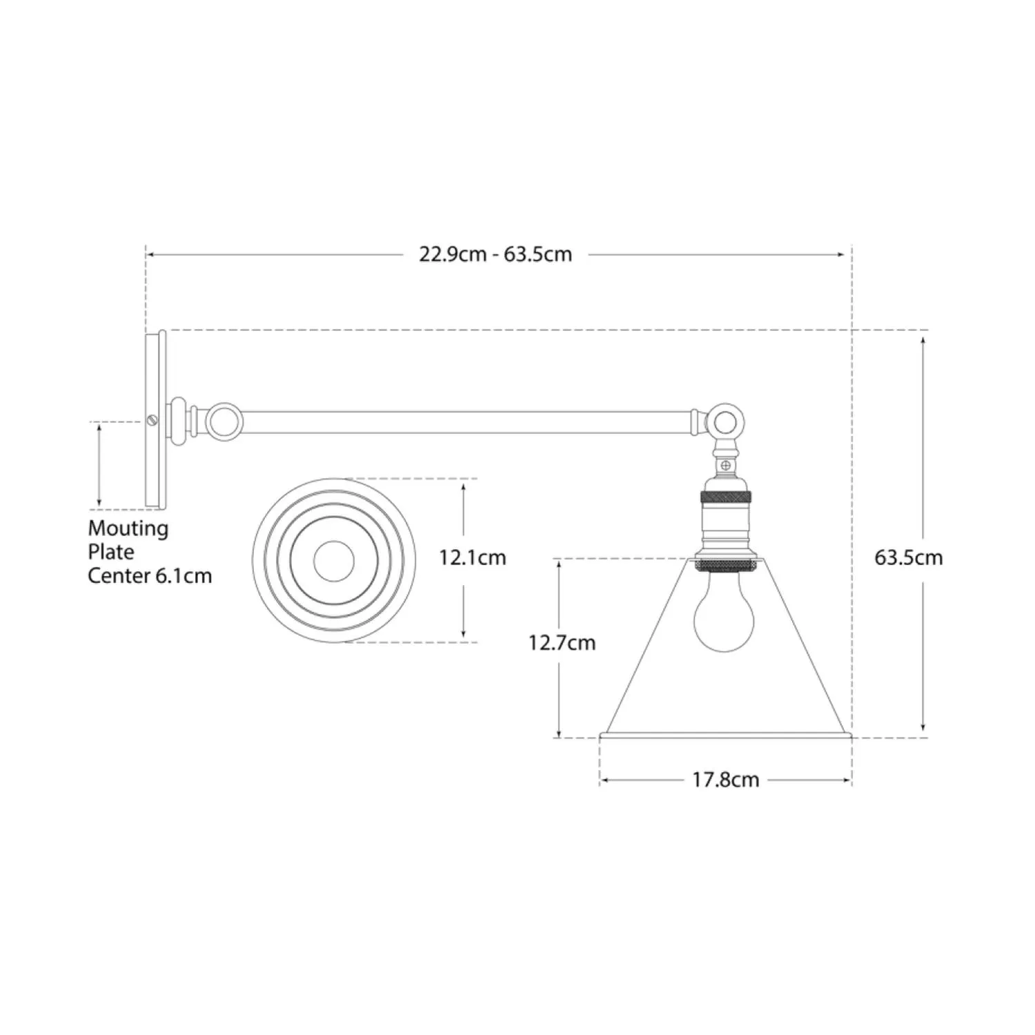 Adjustable Wall Light - Bronze, Metal alternate view
