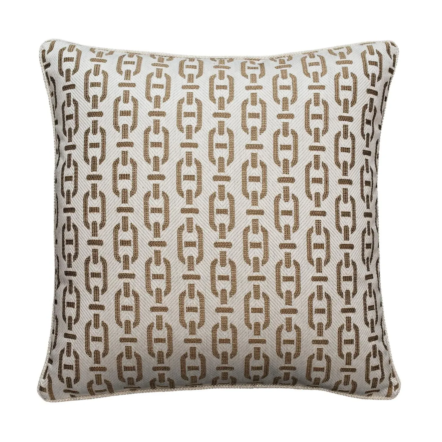 Geometric Cushion with Piping - Tan, Cotton Blend product