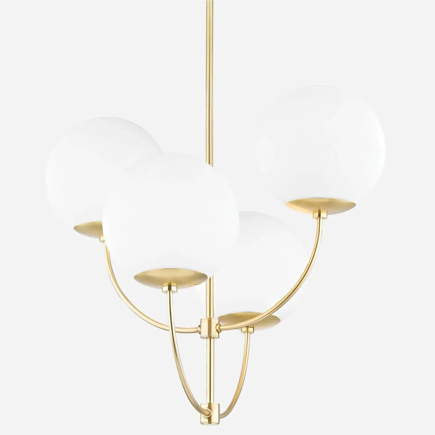Staggered Chandelier with Etched Glass - Brass, Metal product
