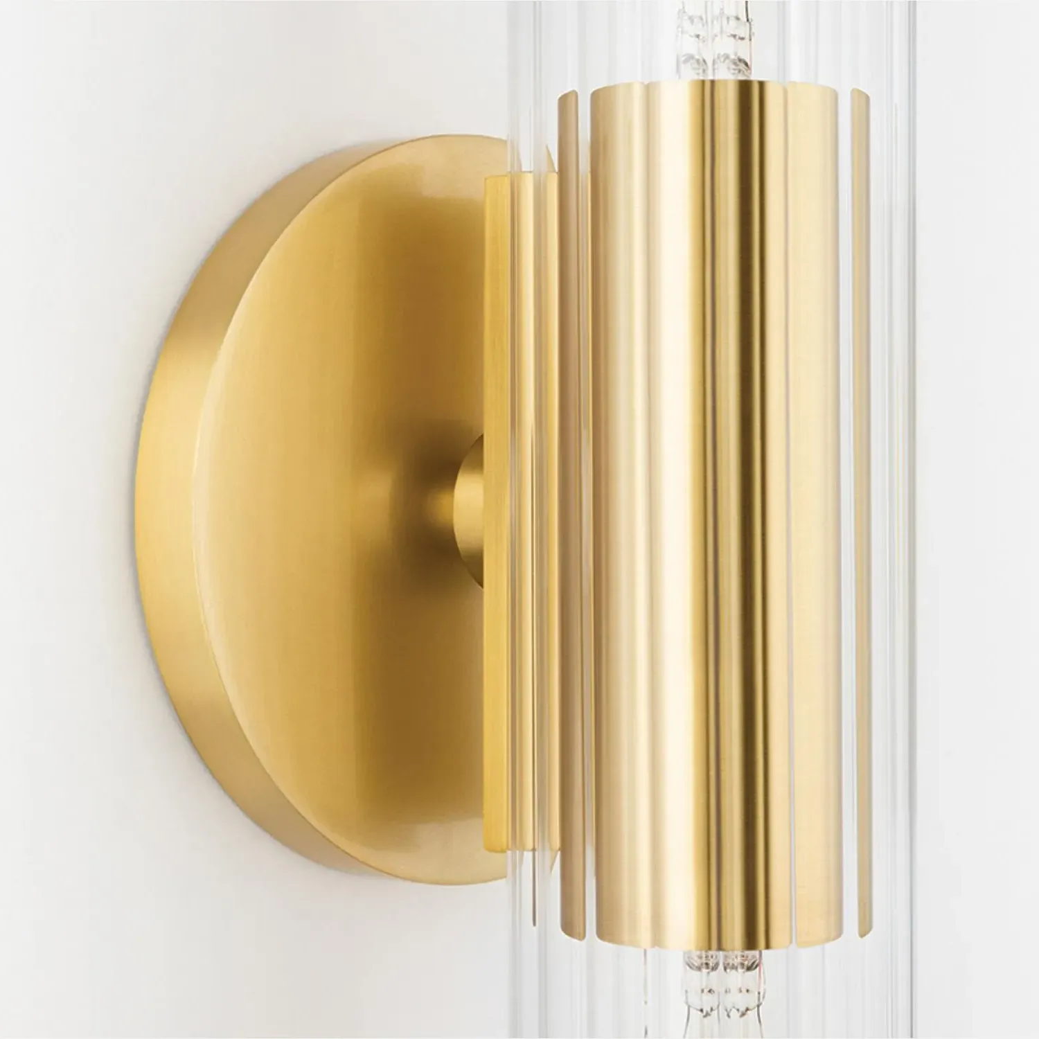 Small Wall Light with Faceted Glass - Aged Brass alternate view