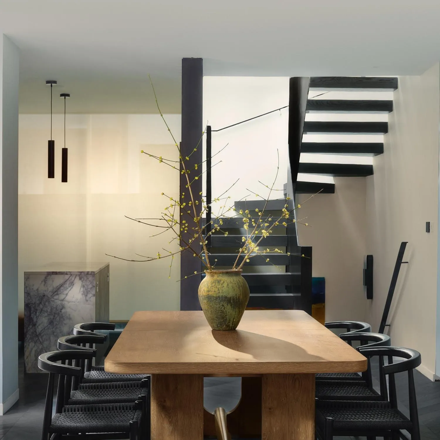 Extending Dining Table - Light Oak, Brass Accents alternate view