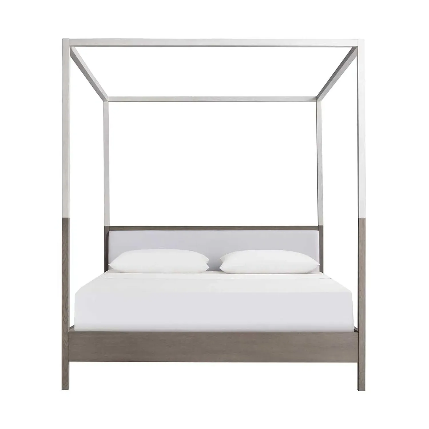 UK King Poster Bed with Canopy - White, Oak Wood alternate view