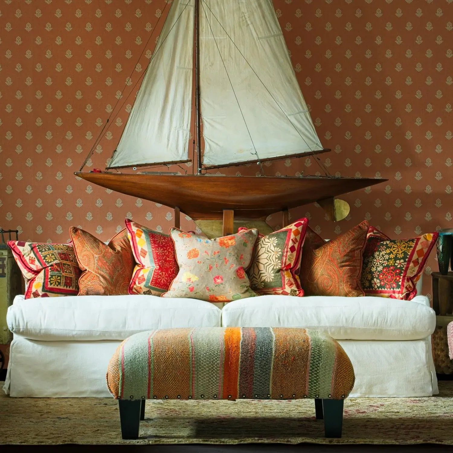 Constantine Custom Ottoman - Neutral, Fabric alternate view