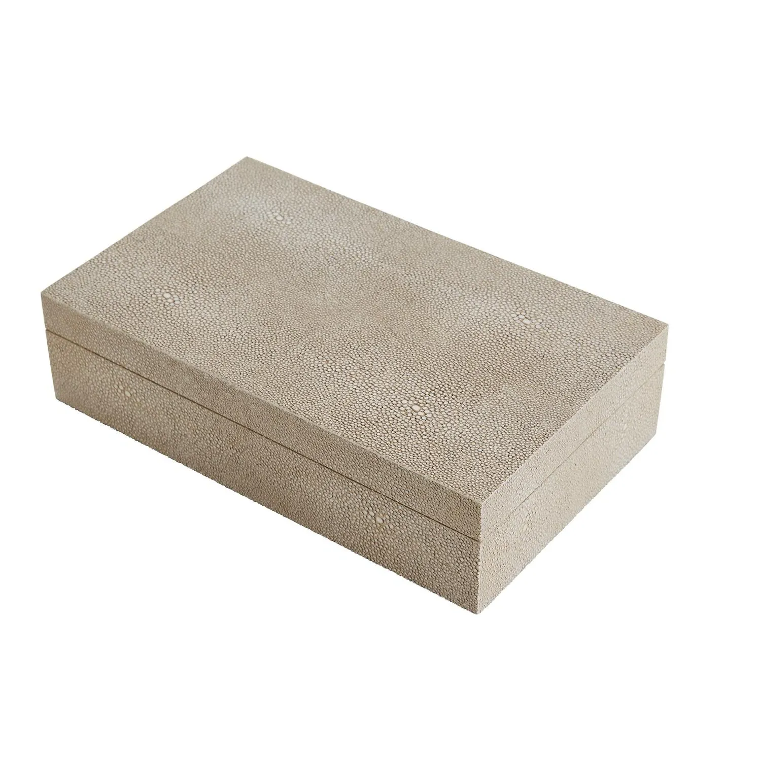 Storage Box with Gold Hardware - Cream, Faux Shagreen product