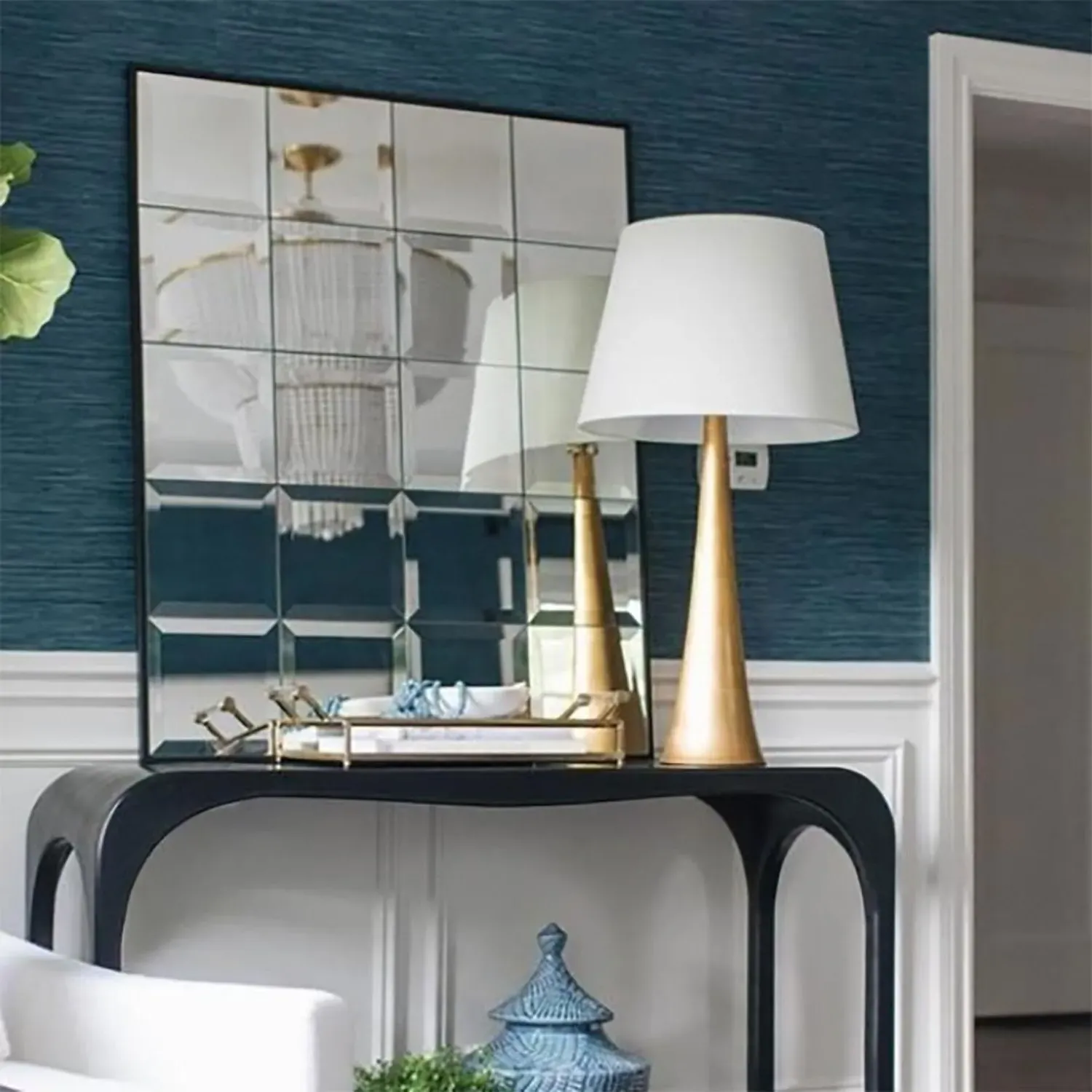 Table Lamp with Linen Shade - Gold, Metal alternate view