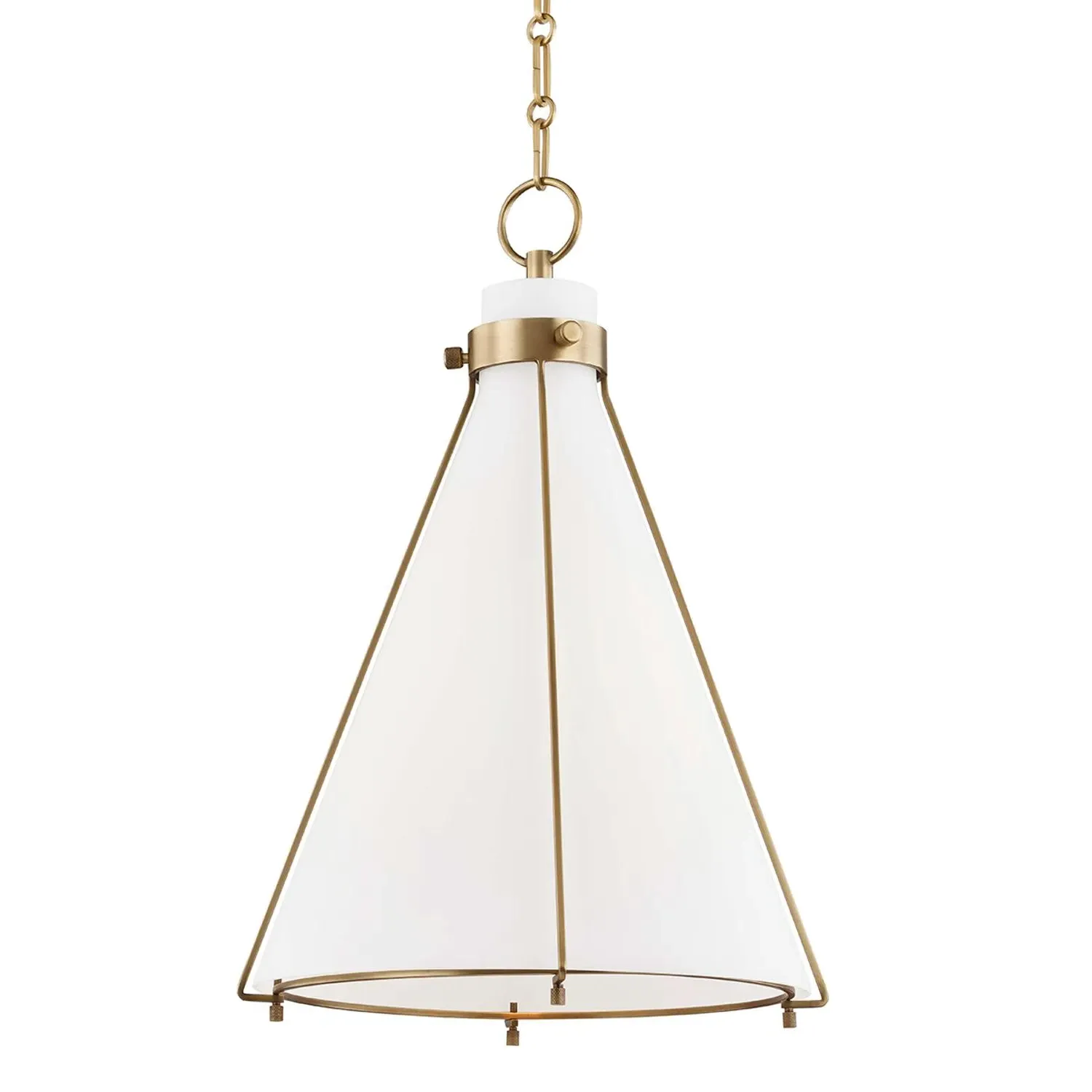 Cone Pendant Light with Cage Design - Brass, Glass product
