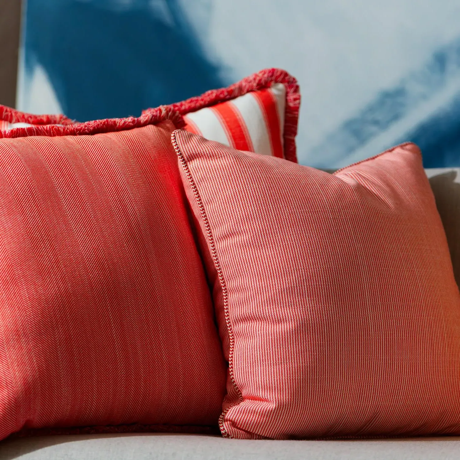 Square Cushion with Piping - Orange, Hollowfibre alternate view