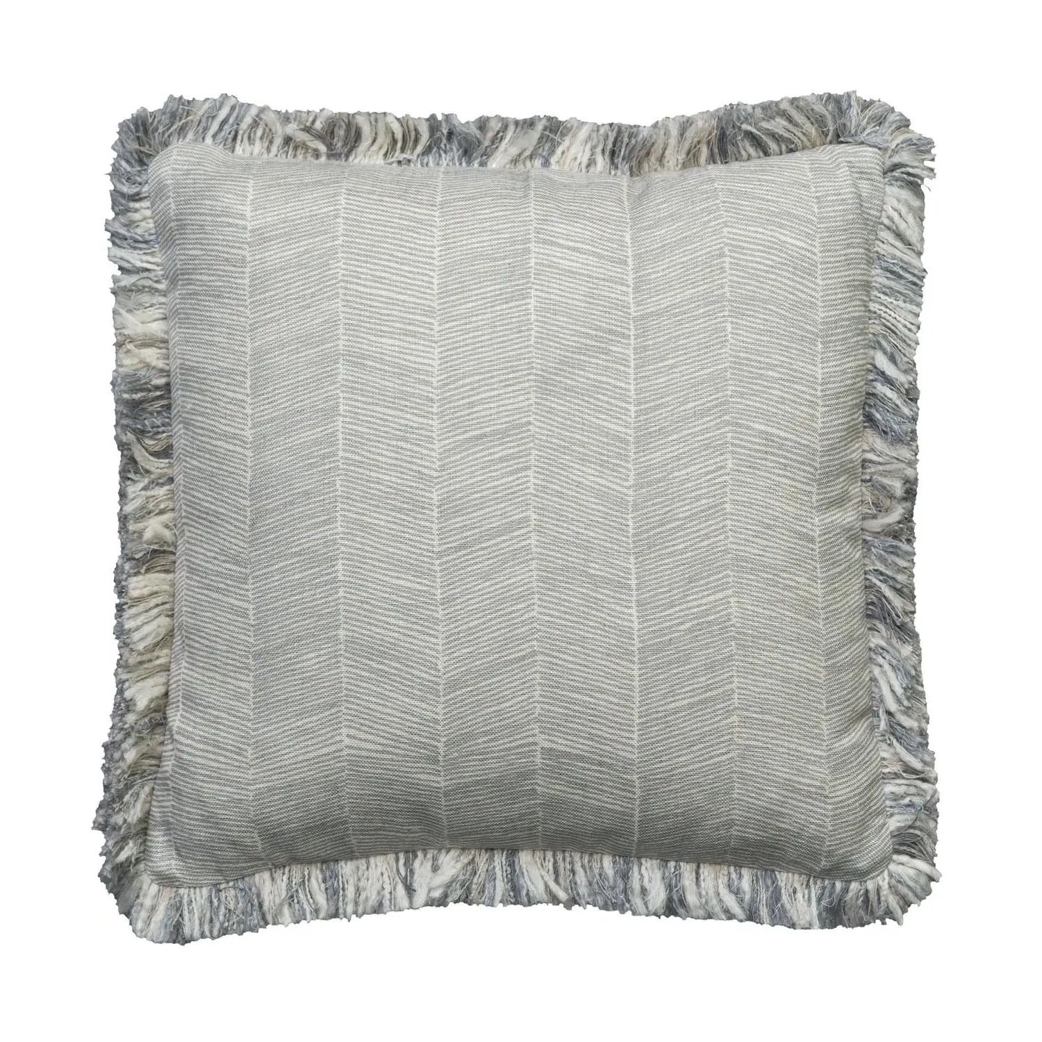 Herringbone Cushion with Fringe - Storm, Linen product