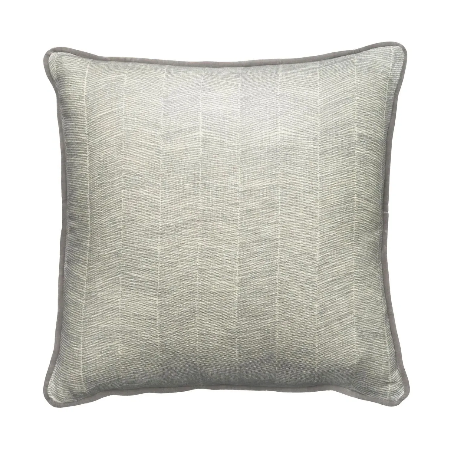 Herringbone Cushion with Velvet Piping - Grey product