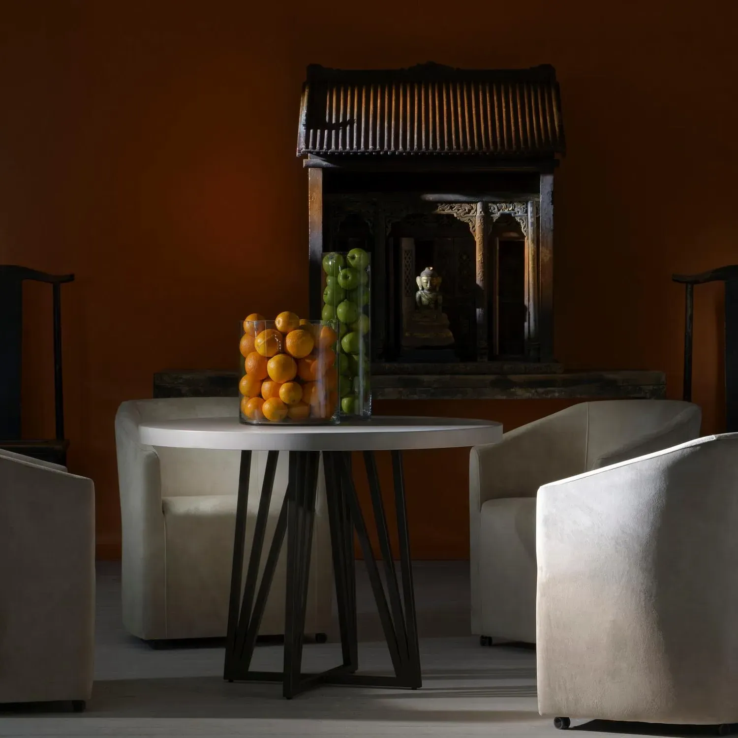 Tub Dining Chair with Casters - Grey, Velvet alternate view
