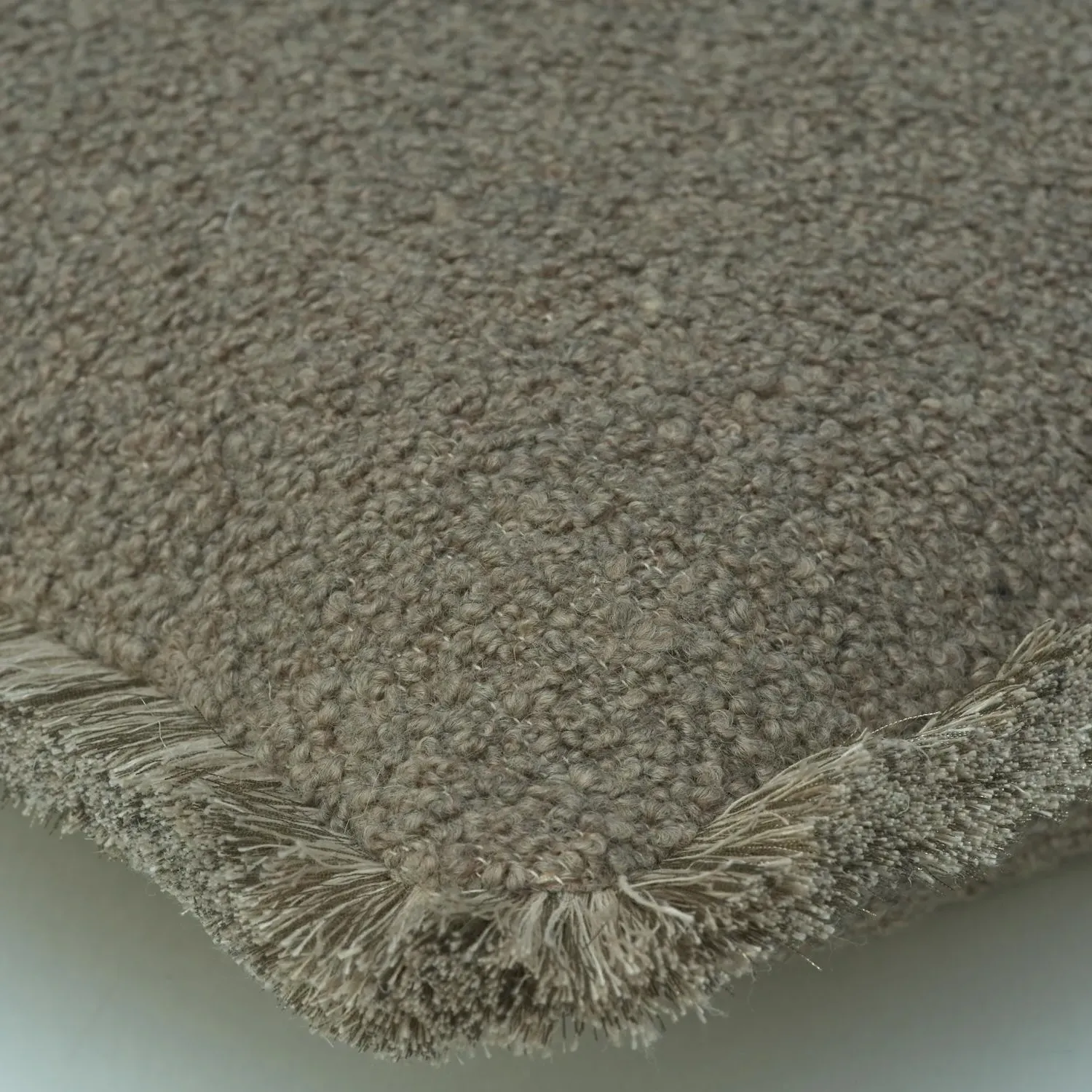 Square Cushion with Gold Trim - Truffle, Bouclé alternate view