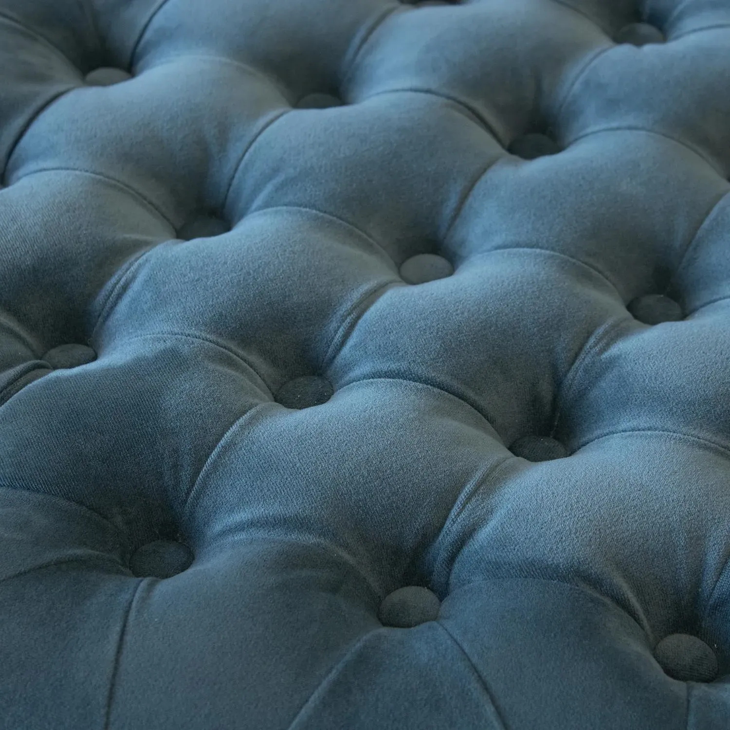 Tufted Ottoman Stool - Teal, Velvet alternate view