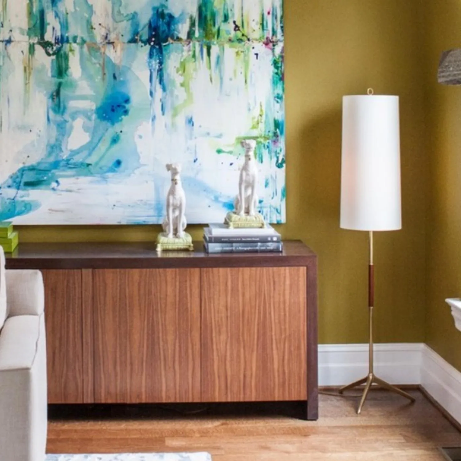 Frankfort Floor Lamp - Brass, Mahogany alternate view