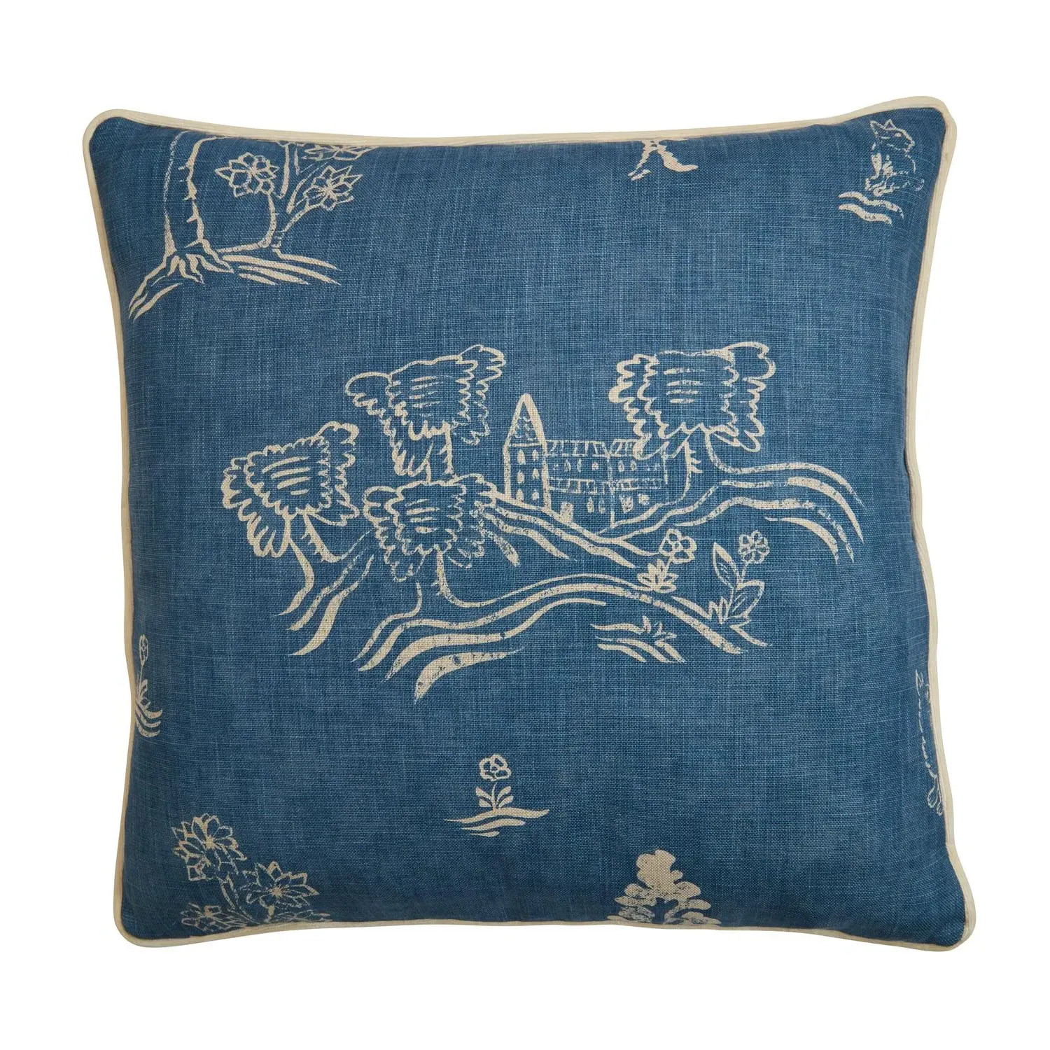 Square Cushion with Animal Print - Blue, Linen product