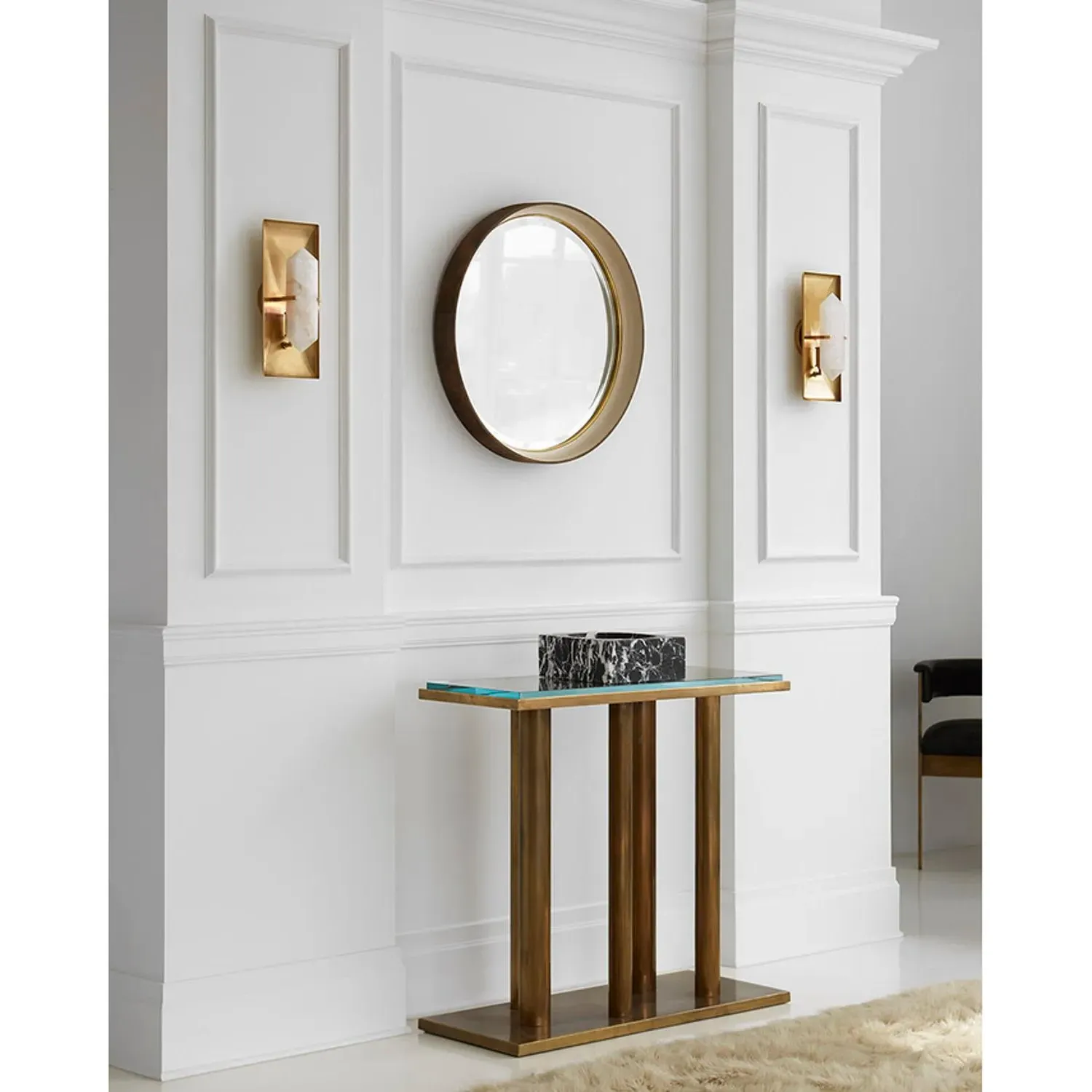 Rectangle Wall Light with Quartz - Brass alternate view