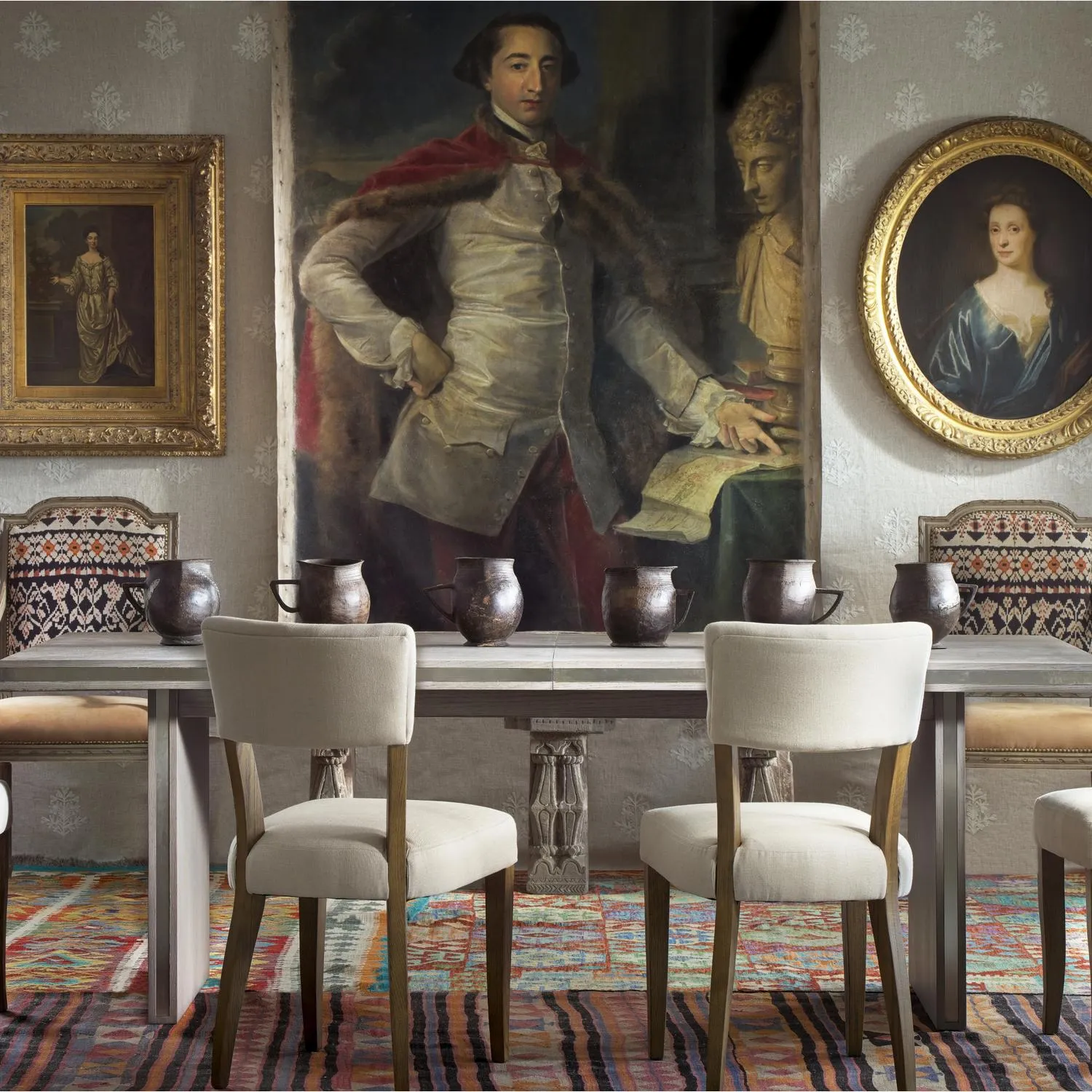 Extending Dining Table - Smoked Oak, Pewter Inlays alternate view