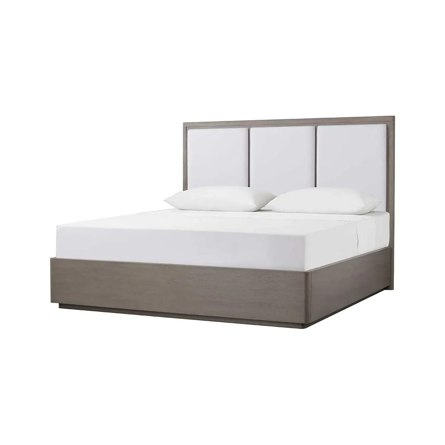 Super King Bed Frame with 3-Panel Headboard - Oak, Wood product