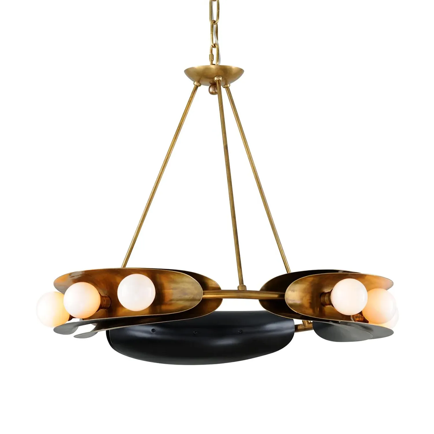 Chandelier with Glass Diffusers - Black, Brass product