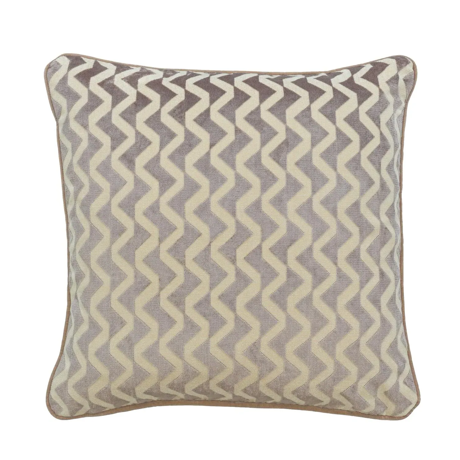 Square Cushion with Piping - Taupe, Velvet product