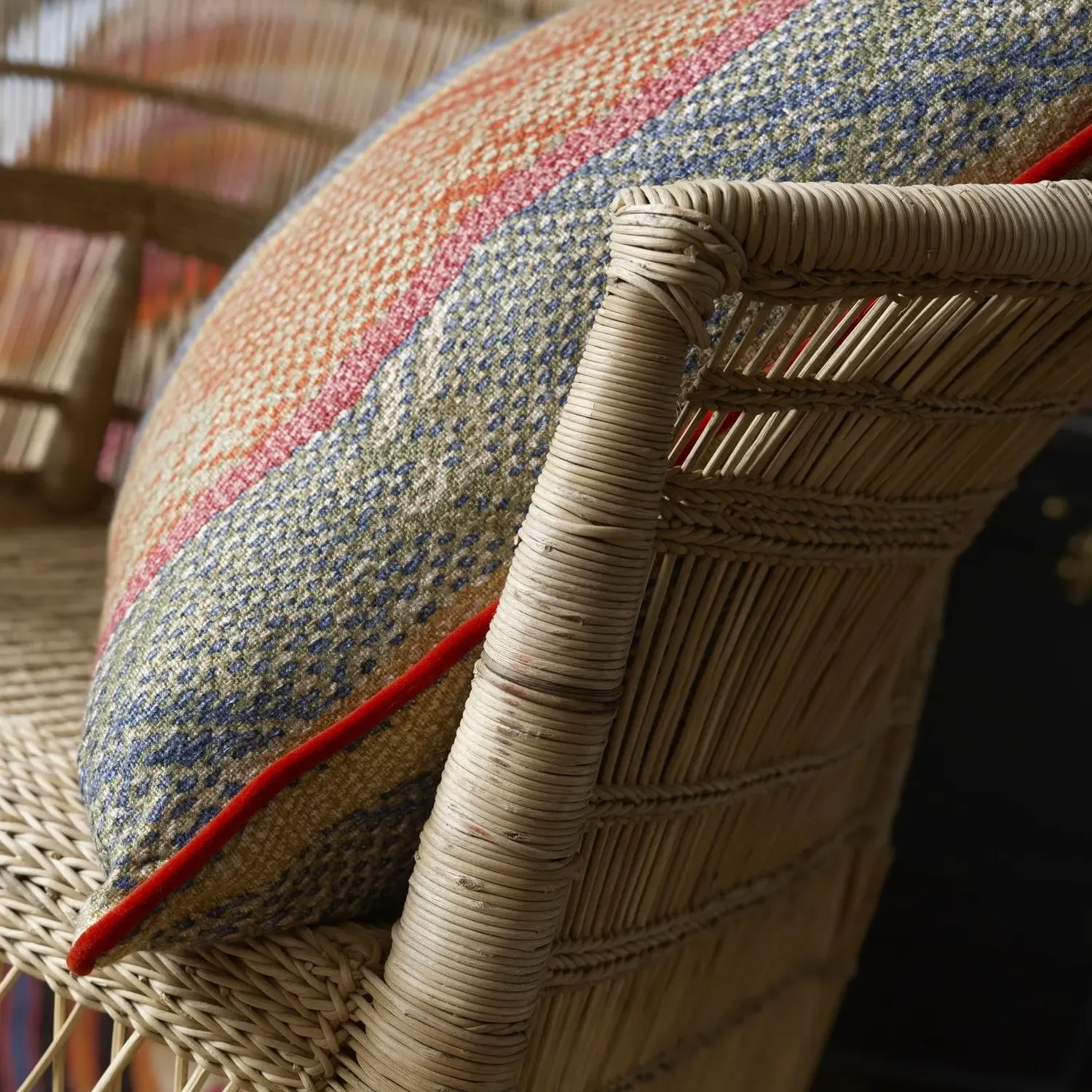 Square Cushion with Feather Fill - Green, Linen alternate view