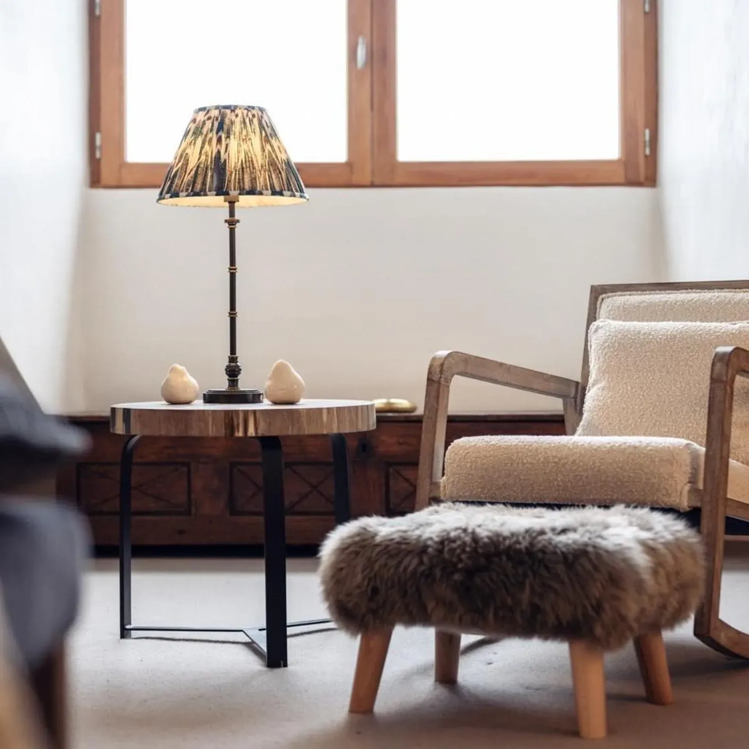 Mid-Century Rocking Chair - White, Boucle alternate view