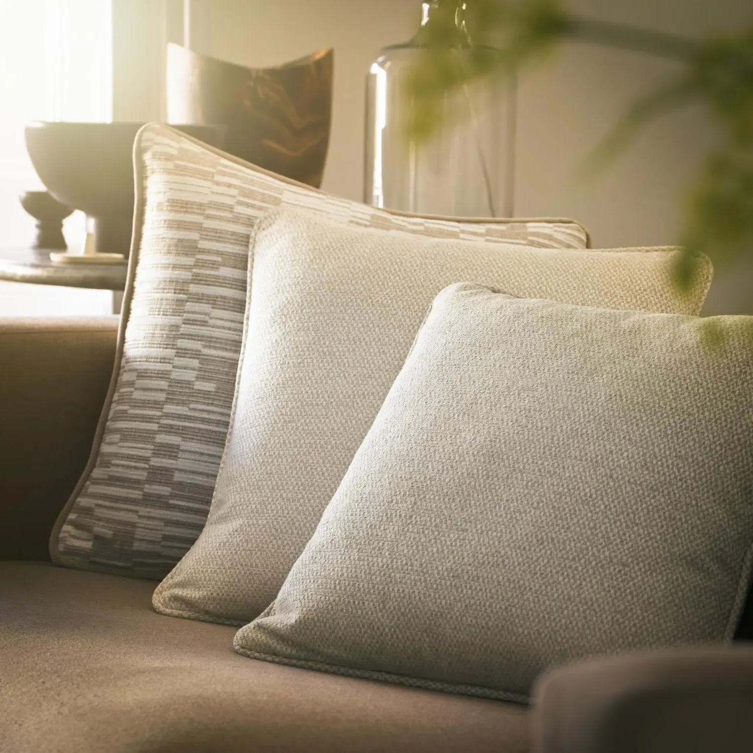 Square Cushion with Feather Mix - String, Linen alternate view