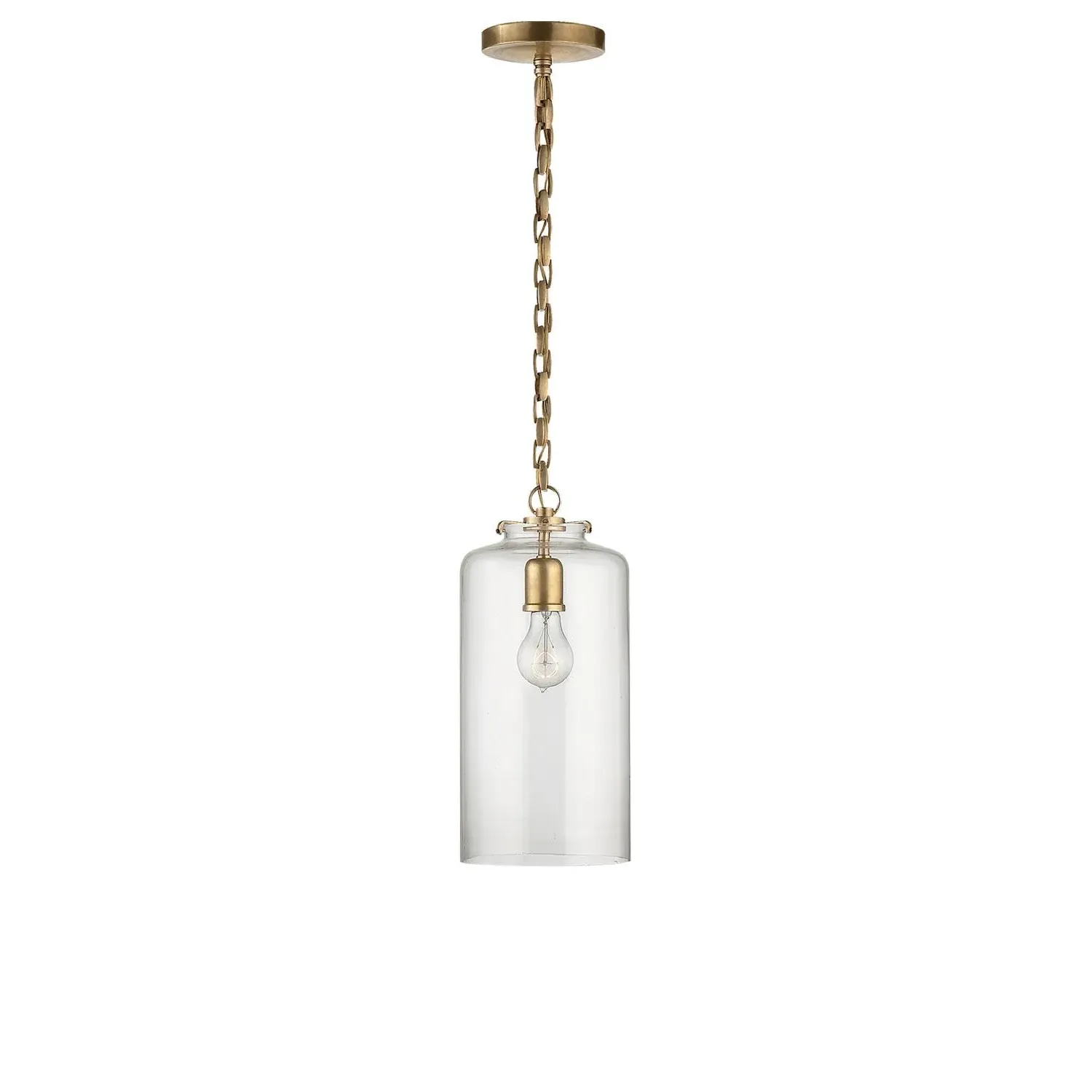 Pendant Light with Cylindrical Shade - Brass, Glass product