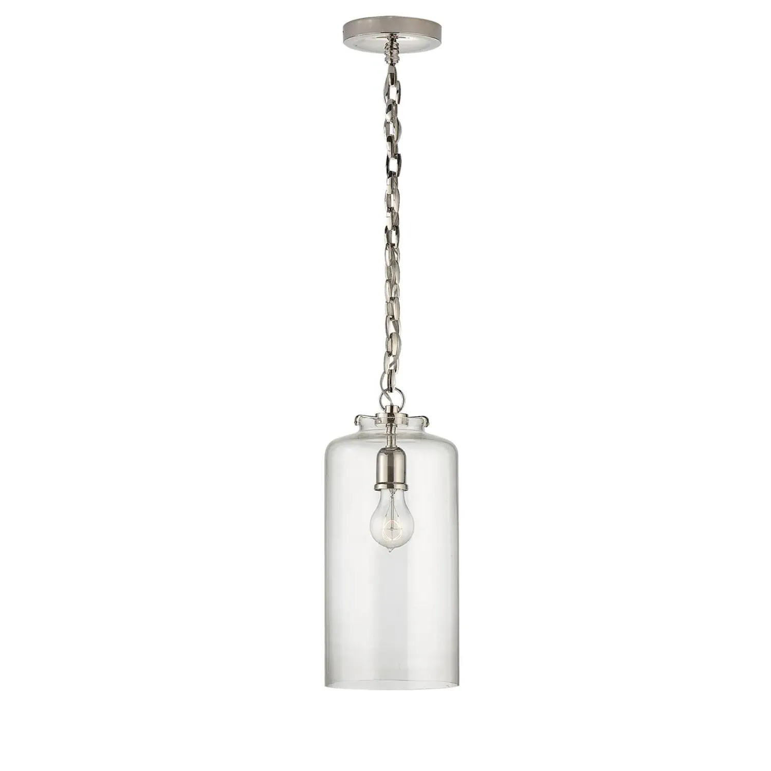 Cylindrical Pendant Light - Polished Nickel, Glass product