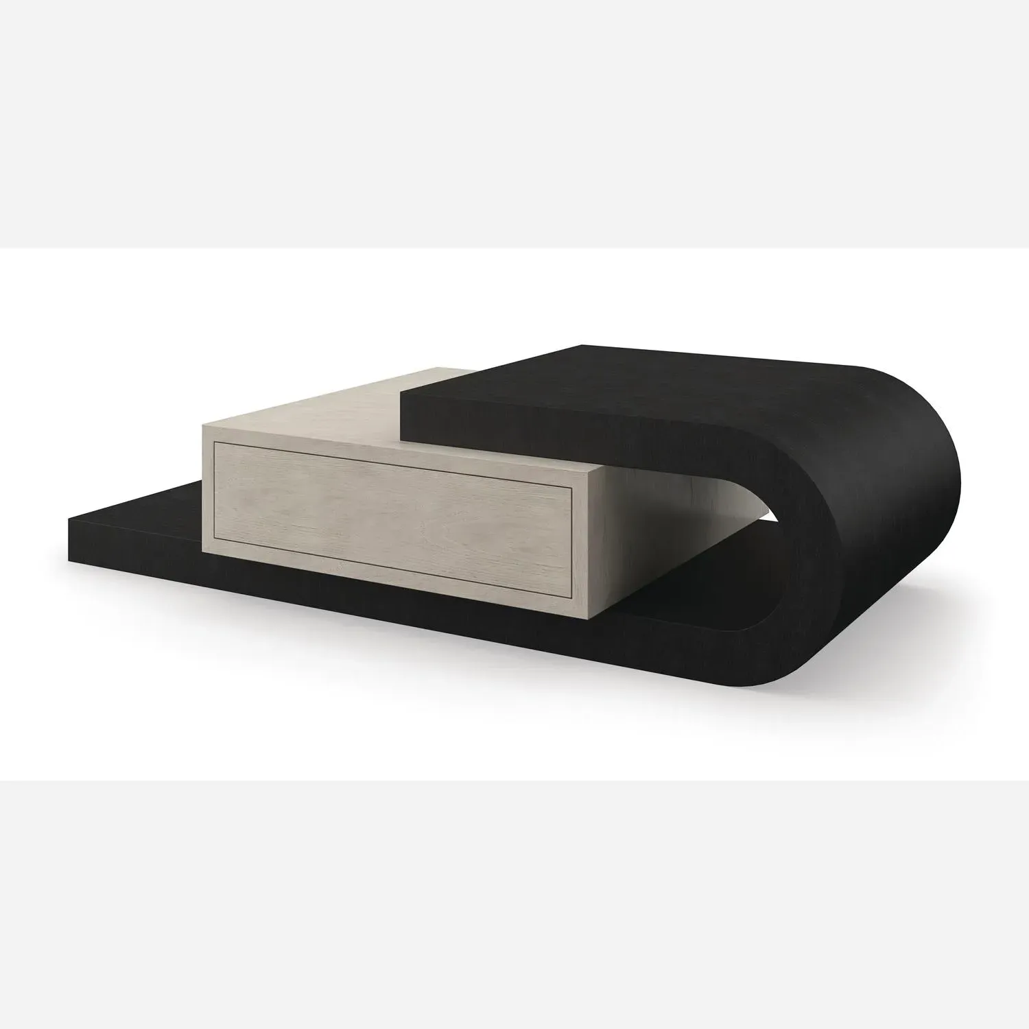 Curved Coffee Table with Storage - Basalt, Wood product
