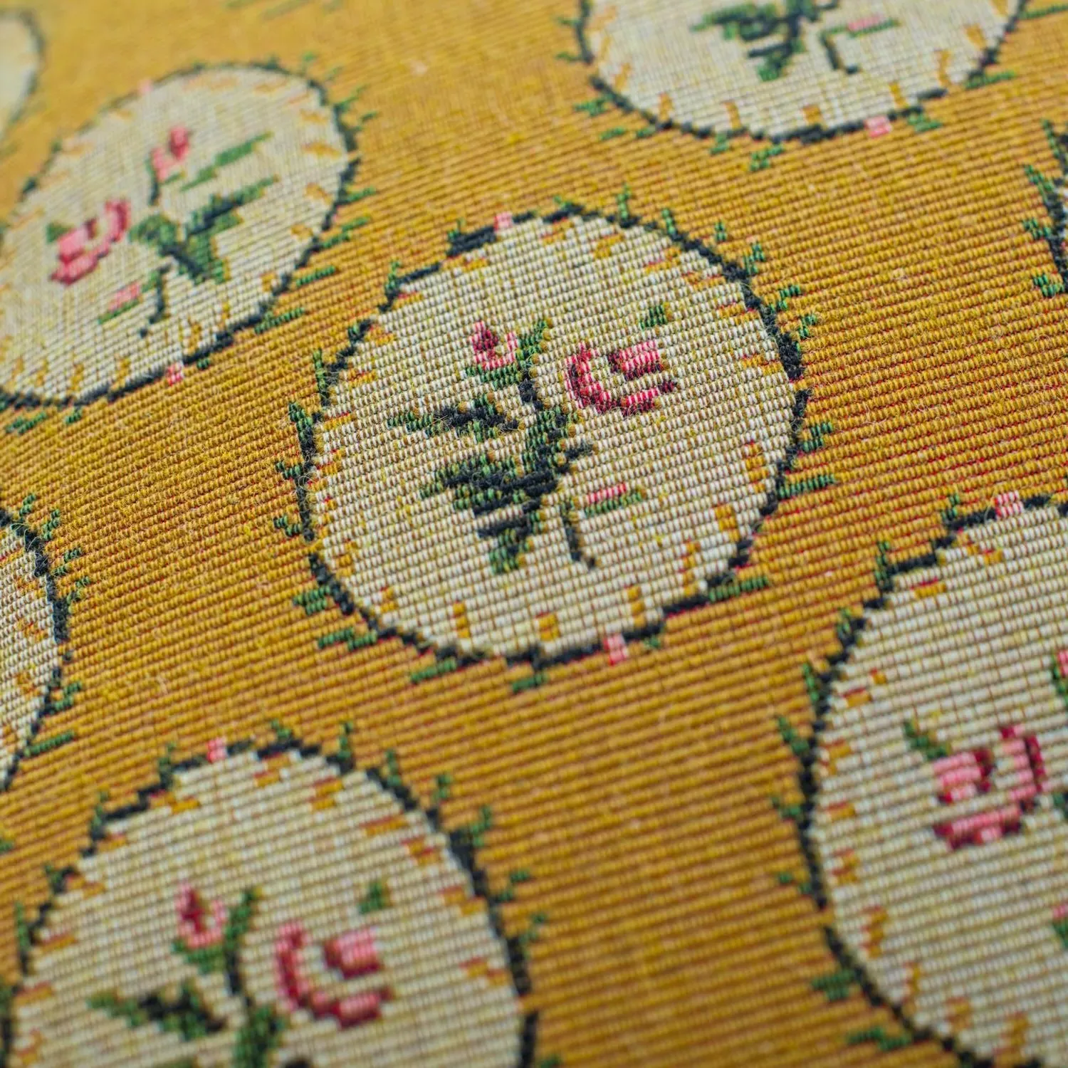 Embroidered Cushion with Feather Fill - Yellow alternate view
