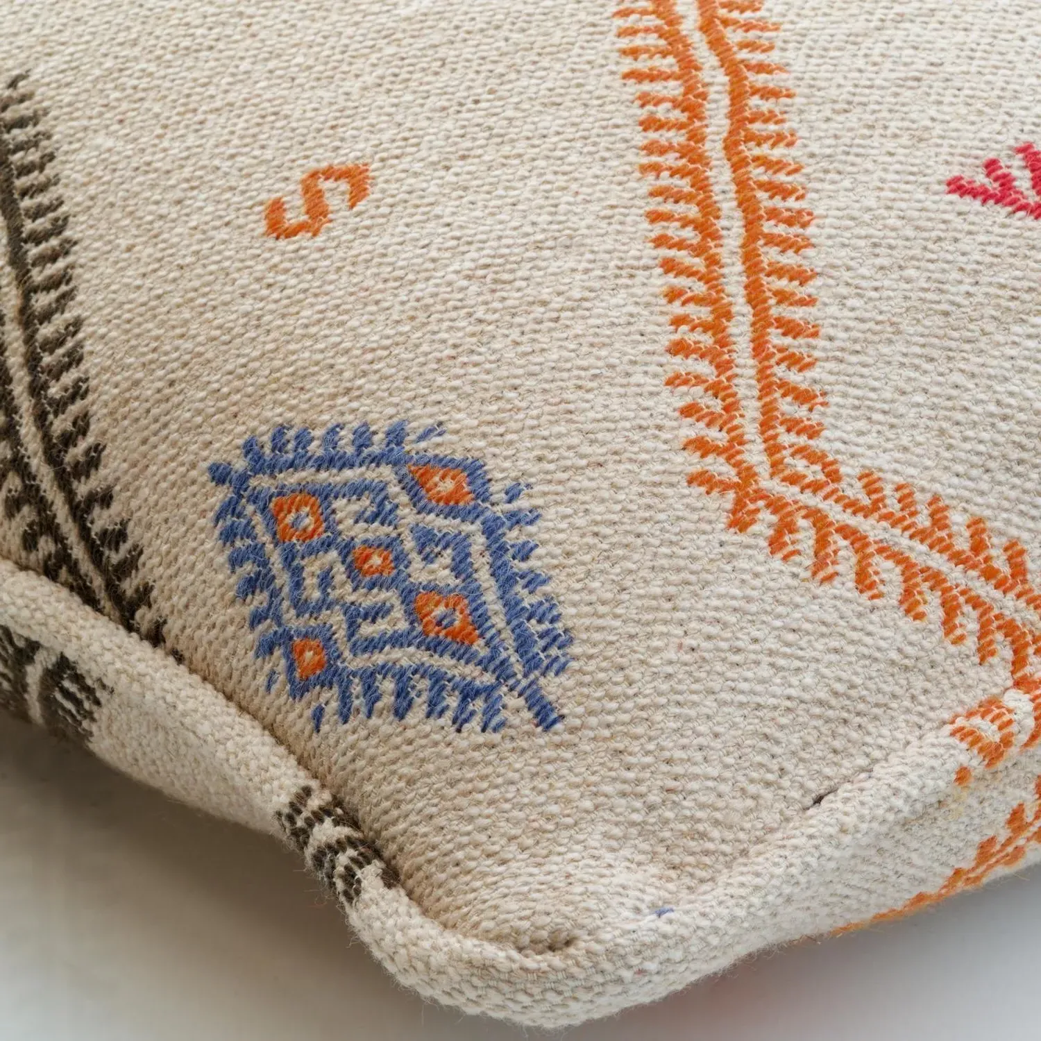 Square Cushion with Embroidery - Sand, Linen alternate view