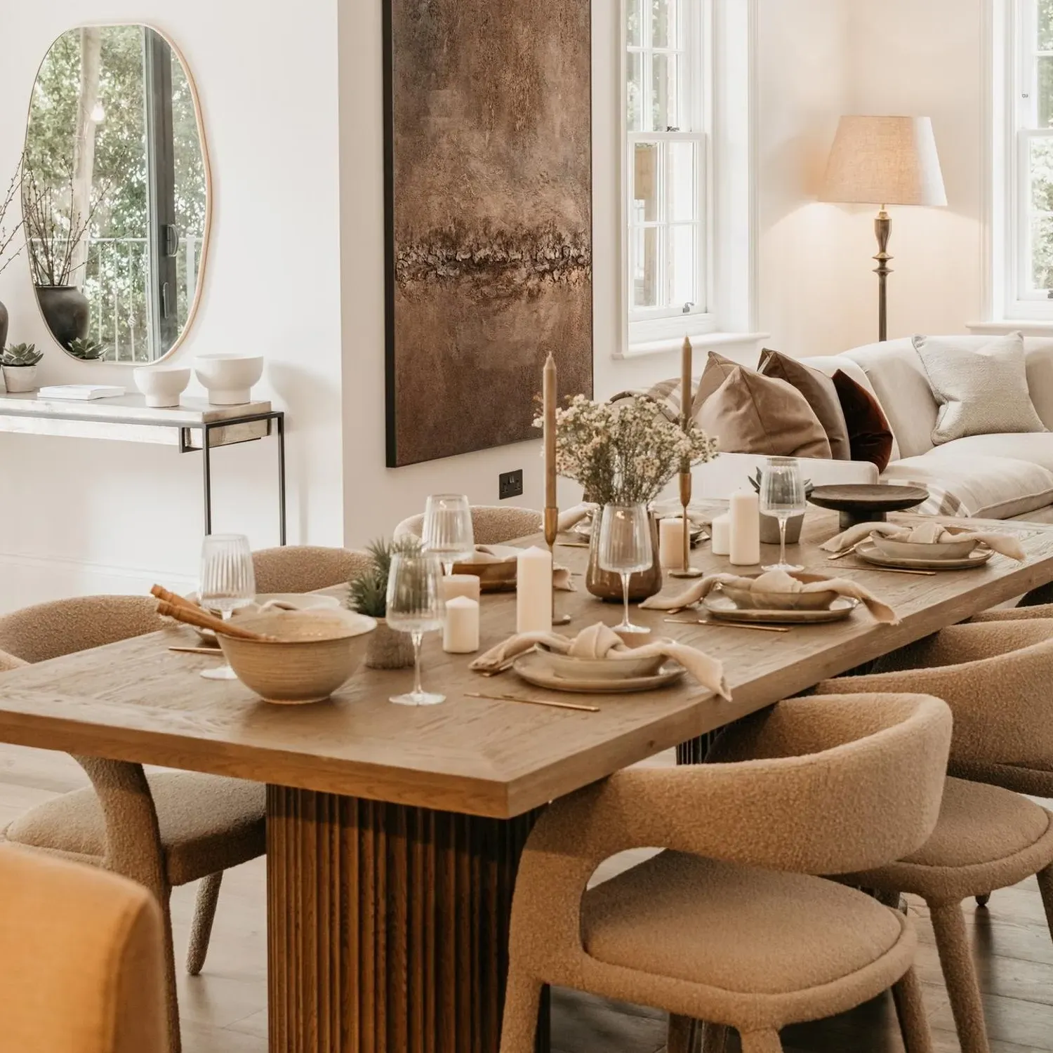 Dining Chair with Curved Back - Bronze, Boucle alternate view