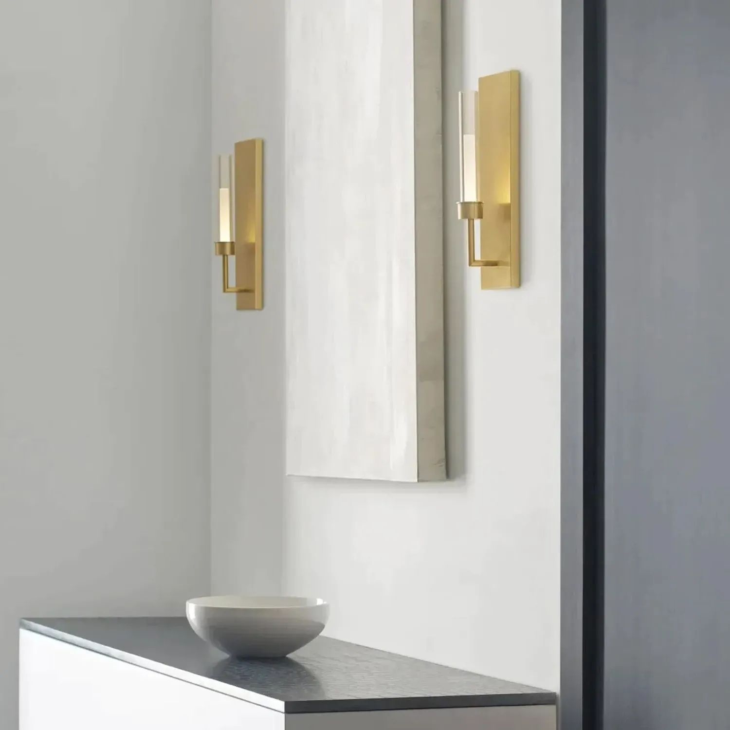 Single Wall Light with LED - Brass, Glass alternate view