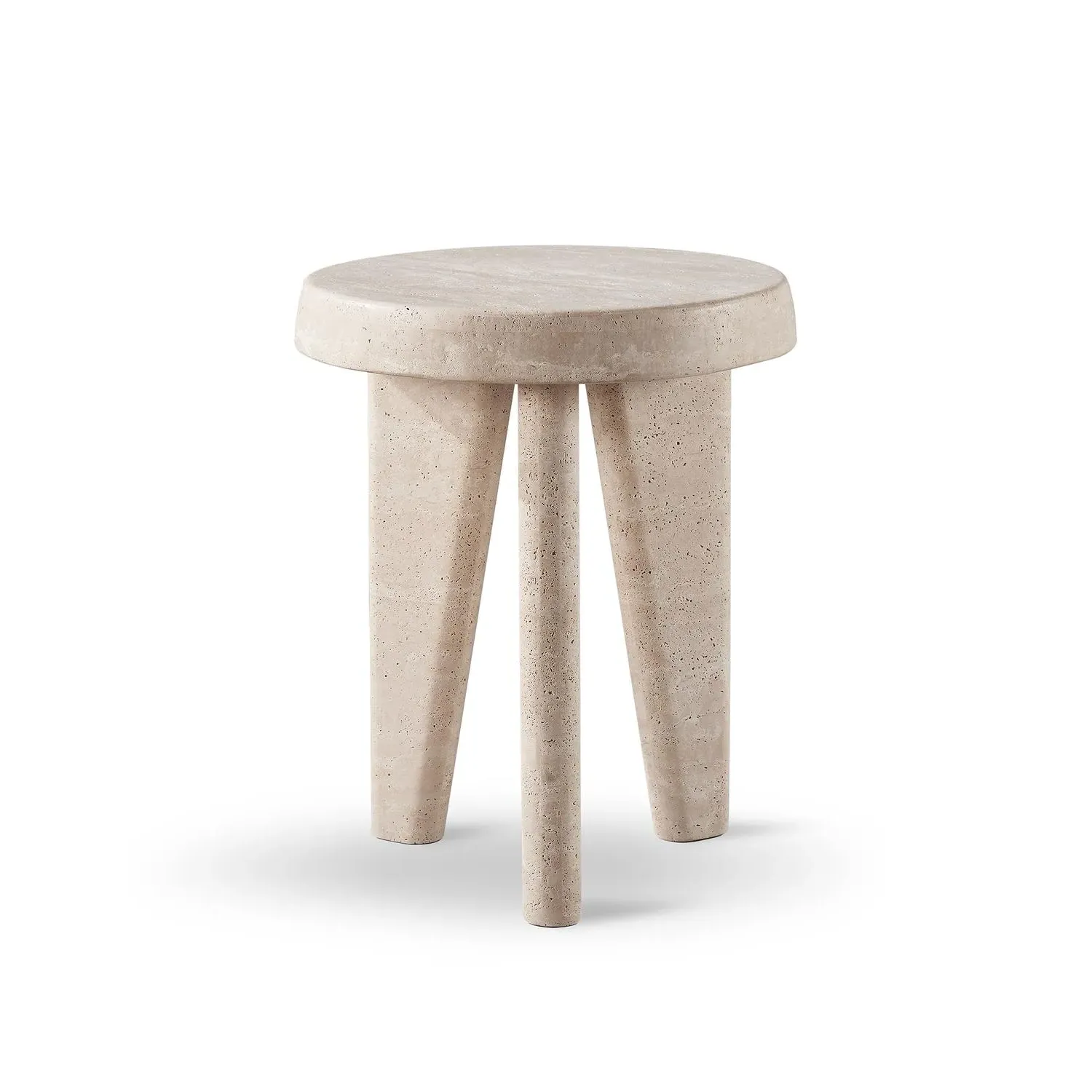 Lucca Round Side Table Tripod Design - Natural, Stone alternate view