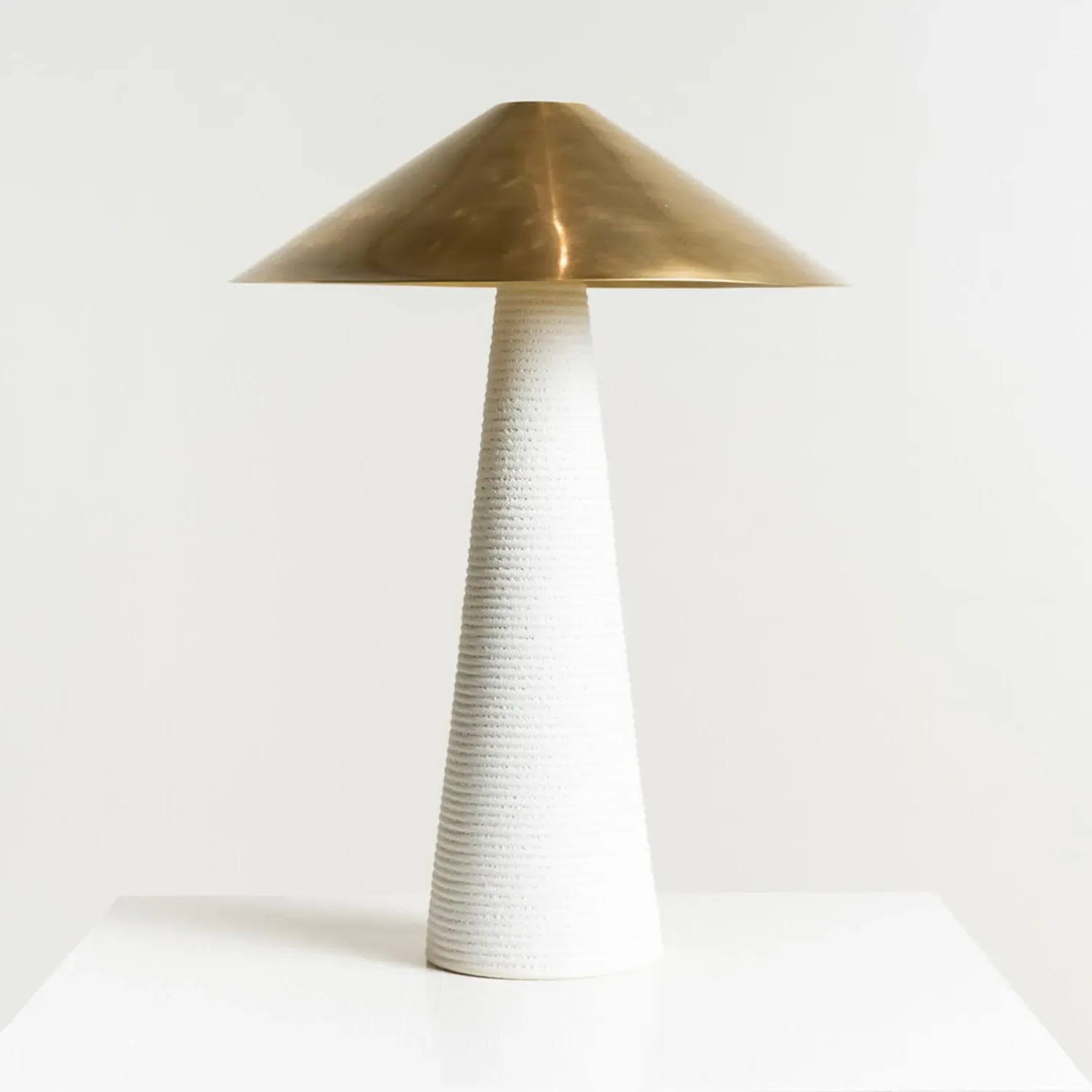 Fluted Table Lamp with Conical Shade - White alternate view