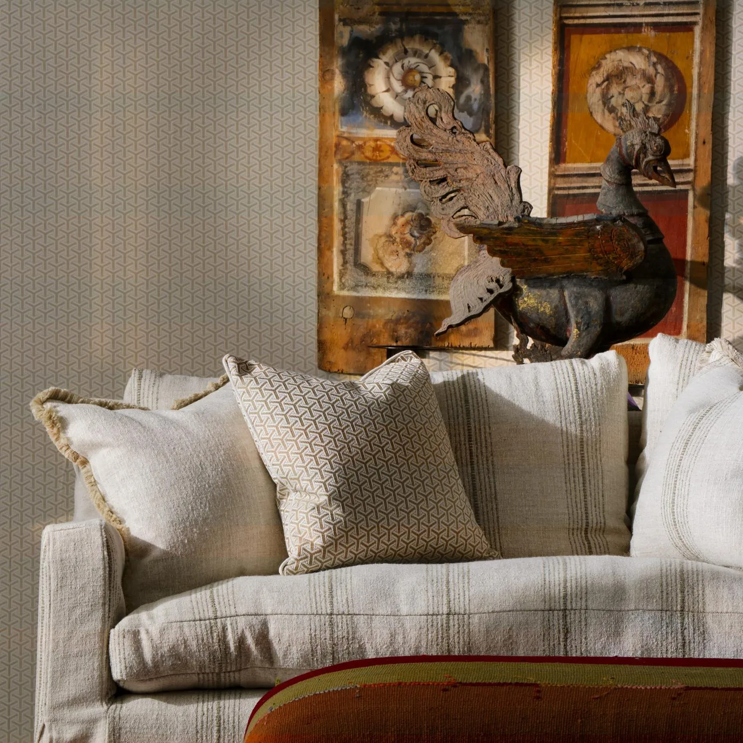 Square Cushion with Feather Fill - Almond, Linen alternate view