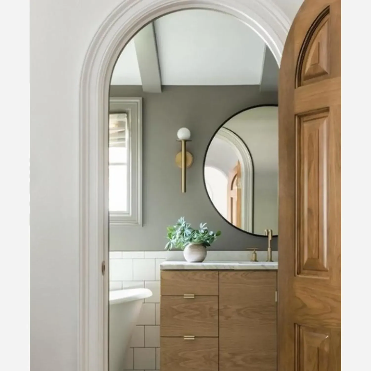 Single Wall Light with Glass Globe - Brass, Steel alternate view